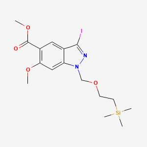 molecular formula C16H23IN2O4Si B14891641 Methyl 3-iodo-6-methoxy-1-((2-(trimethylsilyl)ethoxy)methyl)-1H-indazole-5-carboxylate 