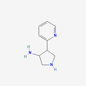 molecular formula C9H13N3 B1489169 4-(Pyridin-2-yl)pyrrolidin-3-amine CAS No. 1782198-08-6