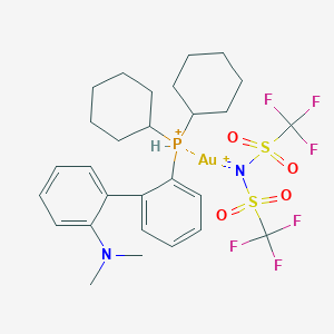 molecular formula C28H37AuF6N2O4PS2+ B14891736 [2-(Dicyclohexylphosphino)-2'-(N,N-dimethylamino)biphenyl][bis(trifluoromethyl) sulfonylimido]gold(I) 