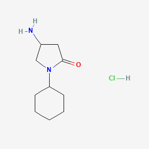 molecular formula C10H19ClN2O B1489180 4-Amino-1-cyclohexylpyrrolidin-2-one hydrochloride CAS No. 1177347-80-6