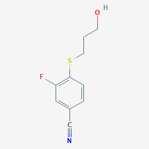 molecular formula C10H10FNOS B14891879 3-Fluoro-4-((3-hydroxypropyl)thio)benzonitrile 