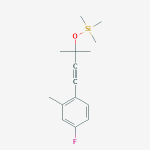 molecular formula C15H21FOSi B14892106 [3-(4-Fluoro-2-methyl-phenyl)-1,1-dimethyl-prop-2-ynyloxy]-trimethyl-silane 