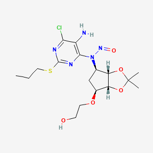 molecular formula C17H26ClN5O5S B14892202 N-(5-Amino-6-chloro-2-(propylthio)pyrimidin-4-yl)-N-((3aS,4R,6S,6aR)-6-(2-hydroxyethoxy)-2,2-dimethyltetrahydro-3aH-cyclopenta[d][1,3]dioxol-4-yl)nitrous amide 