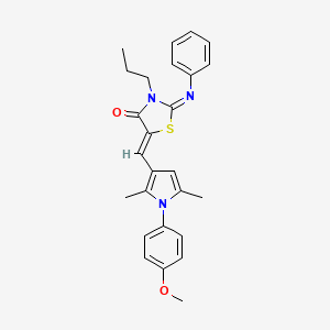 (2Z,5Z)-5-{[1-(4-methoxyphenyl)-2,5-dimethyl-1H-pyrrol-3-yl]methylidene}-2-(phenylimino)-3-propyl-1,3-thiazolidin-4-one