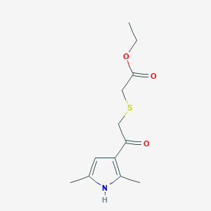 molecular formula C12H17NO3S B14892264 Ethyl 2-((2-(2,5-dimethyl-1h-pyrrol-3-yl)-2-oxoethyl)thio)acetate 