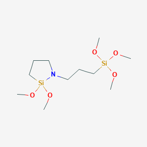 molecular formula C11H27NO5Si2 B14892271 2,2-Dimethoxy-1-(3-(trimethoxysilyl)propyl)-1,2-azasilolidine 