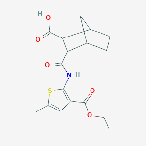 molecular formula C17H21NO5S B14892310 3-{[3-(Ethoxycarbonyl)-5-methylthiophen-2-yl]carbamoyl}bicyclo[2.2.1]heptane-2-carboxylic acid 