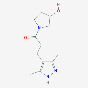 molecular formula C12H19N3O2 B1489238 3-(3,5-dimethyl-1H-pyrazol-4-yl)-1-(3-hydroxypyrrolidin-1-yl)propan-1-one CAS No. 2097943-79-6