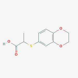 molecular formula C11H12O4S B14892446 2-((2,3-Dihydrobenzo[b][1,4]dioxin-6-yl)thio)propanoic acid 