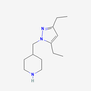 molecular formula C13H23N3 B1489256 4-((3,5-diethyl-1H-pyrazol-1-yl)methyl)piperidine CAS No. 1556437-76-3