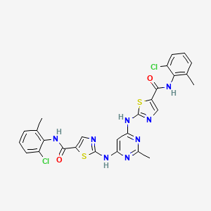 molecular formula C27H22Cl2N8O2S2 B14892588 2,2'-((2-Methylpyrimidine-4,6-diyl)bis(azanediyl))bis(N-(2-chloro-6-methylphenyl)thiazole-5-carboxamide) 