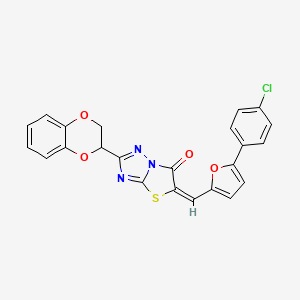 (5E)-5-{[5-(4-chlorophenyl)furan-2-yl]methylidene}-2-(2,3-dihydro-1,4-benzodioxin-2-yl)[1,3]thiazolo[3,2-b][1,2,4]triazol-6(5H)-one