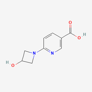 molecular formula C9H10N2O3 B1489272 6-(3-Hydroxyazetidin-1-yl)nicotinic acid CAS No. 1558305-03-5