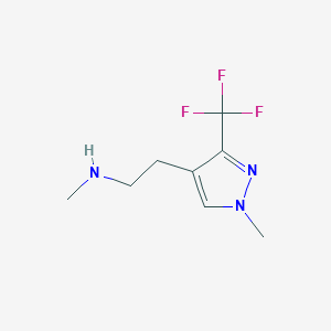 molecular formula C8H12F3N3 B1489283 N-methyl-2-(1-methyl-3-(trifluoromethyl)-1H-pyrazol-4-yl)ethan-1-amine CAS No. 1518236-09-3