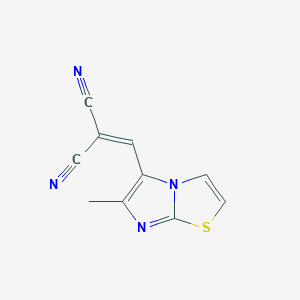 molecular formula C10H6N4S B14893193 2-((6-Methylimidazo[2,1-b]thiazol-5-yl)methylene)malononitrile 