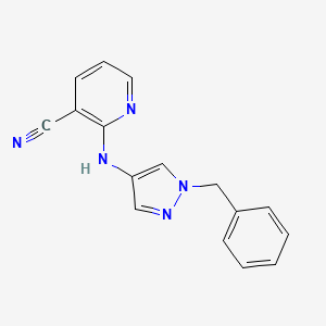 molecular formula C16H13N5 B14893220 2-((1-Benzyl-1h-pyrazol-4-yl)amino)nicotinonitrile 