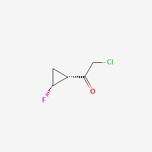 molecular formula C5H6ClFO B14893263 2-Chloro-1-((1R,2R)-2-fluorocyclopropyl)ethanone 