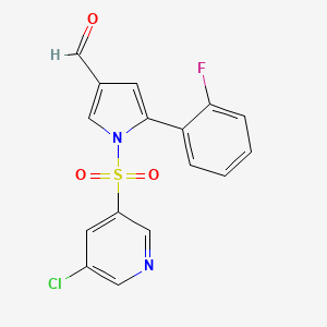 1-((5-Chloropyridin-3-yl)sulfonyl)-5-(2-fluorophenyl)-1H-pyrrole-3-carbaldehyde