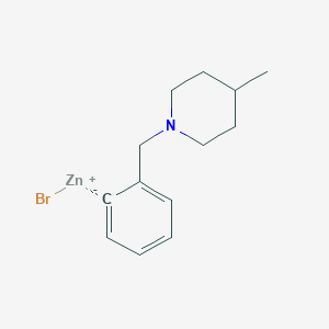 molecular formula C13H18BrNZn B14893436 2-[(4-Methyl-1-piperidino)methyl]phenylZinc bromide 