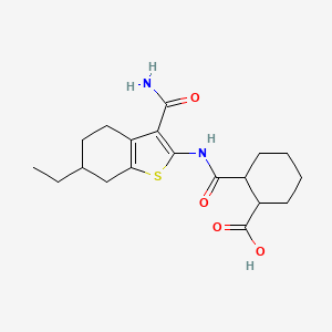 molecular formula C19H26N2O4S B14893438 2-[(3-Carbamoyl-6-ethyl-4,5,6,7-tetrahydro-1-benzothiophen-2-yl)carbamoyl]cyclohexanecarboxylic acid 