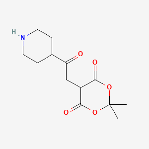 molecular formula C13H19NO5 B14893473 2,2-Dimethyl-5-(2-oxo-2-(piperidin-4-yl)ethyl)-1,3-dioxane-4,6-dione 