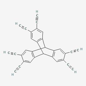 molecular formula C32H14 B14893626 2,3,6,7,14,15-Hexaethynyl-9,10-dihydro-9,10-[1,2]benzenoanthracene 