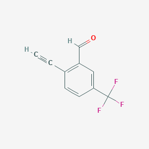 molecular formula C10H5F3O B14893671 2-Ethynyl-5-(trifluoromethyl)benzaldehyde 