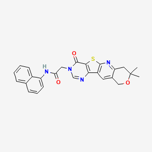 2-(5,5-dimethyl-15-oxo-6-oxa-17-thia-2,12,14-triazatetracyclo[8.7.0.03,8.011,16]heptadeca-1,3(8),9,11(16),12-pentaen-14-yl)-N-naphthalen-1-ylacetamide