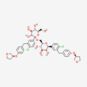 (2S,3R,4S,5S,6R)-2-(4-Chloro-3-(4-(((S)-tetrahydrofuran-3-yl)oxy)benzyl)phenyl)-2-(((2R,3S,4R,5R,6S)-6-(4-chloro-3-(4-(((S)-tetrahydrofuran-3-yl)oxy)benzyl)phenyl)-3,4,5-trihydroxytetrahydro-2H-pyran-2-yl)methoxy)-6-(hydroxymethyl)tetrahydro-2H-pyran-3,4,5-triol