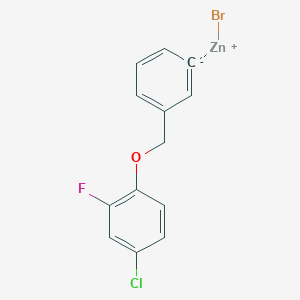 molecular formula C13H9BrClFOZn B14894064 3-[(4'-Chloro-2'-fluorophenoxy)methyl]phenylZinc bromide 