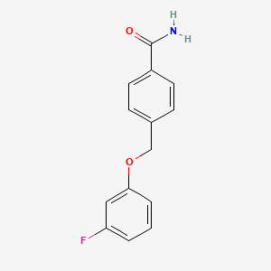 molecular formula C14H12FNO2 B14894088 4-((3-Fluorophenoxy)methyl)benzamide 