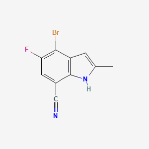 molecular formula C10H6BrFN2 B14894264 4-Bromo-5-fluoro-2-methyl-1H-indole-7-carbonitrile 