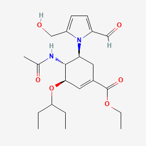 molecular formula C22H32N2O6 B14894432 (3R,4R,5S)-Ethyl-4-acetamido-5-(2-formyl-5-(hydroxymethyl)-1H-pyrrol-1-yl)-3-(pentan-3-yloxy)cyclohex-1-ene-1-carboxylate (Oseltamivir Impurity) 