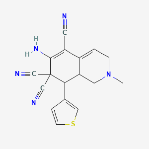 6-amino-2-methyl-8-(thiophen-3-yl)-2,3,8,8a-tetrahydroisoquinoline-5,7,7(1H)-tricarbonitrile