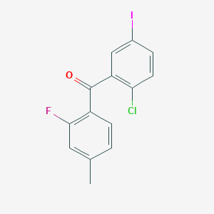 molecular formula C14H9ClFIO B14894553 (2-Chloro-5-iodophenyl)(2-fluoro-4-methylphenyl)methanone 