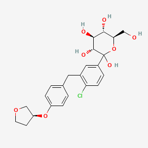 molecular formula C23H27ClO8 B14894592 (3R,4S,5S,6R)-2-(4-Chloro-3-(4-(((S)-tetrahydrofuran-3-yl)oxy)benzyl)phenyl)-6-(hydroxymethyl)tetrahydro-2H-pyran-2,3,4,5-tetraol (Empagliflozin Impurity pound(c) 