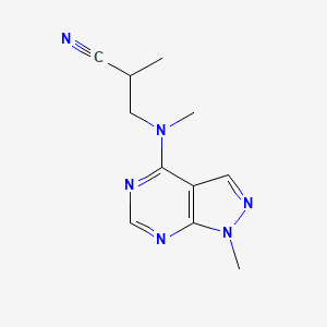 molecular formula C11H14N6 B14894676 2-Methyl-3-(methyl(1-methyl-1h-pyrazolo[3,4-d]pyrimidin-4-yl)amino)propanenitrile 