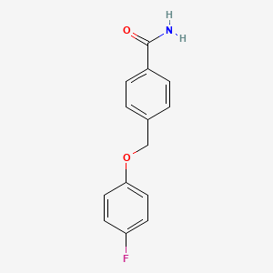 molecular formula C14H12FNO2 B14894751 4-((4-Fluorophenoxy)methyl)benzamide 