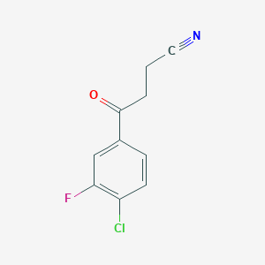 molecular formula C10H7ClFNO B14894811 4-(4-Chloro-3-fluorophenyl)-4-oxobutanenitrile 