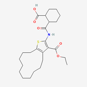 molecular formula C25H37NO5S B14894853 2-{[3-(Ethoxycarbonyl)-4,5,6,7,8,9,10,11,12,13-decahydrocyclododeca[b]thiophen-2-yl]carbamoyl}cyclohexanecarboxylic acid 