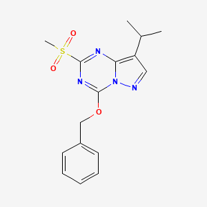 molecular formula C16H18N4O3S B14895064 4-(Benzyloxy)-8-isopropyl-2-(methylsulfonyl)pyrazolo[1,5-a][1,3,5]triazine 