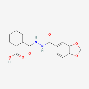 2-{[2-(1,3-Benzodioxol-5-ylcarbonyl)hydrazinyl]carbonyl}cyclohexanecarboxylic acid