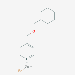 molecular formula C14H19BrOZn B14895210 4-[(Cyclohexanemethoxy)methyl]phenylZinc bromide 