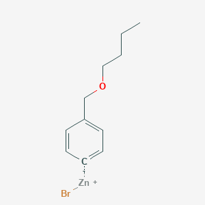 molecular formula C11H15BrOZn B14895223 4-[(n-Butyloxy)methyl]phenylZinc bromide 