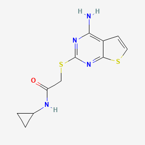 molecular formula C11H12N4OS2 B14895320 2-((4-Aminothieno[2,3-d]pyrimidin-2-yl)thio)-N-cyclopropylacetamide 