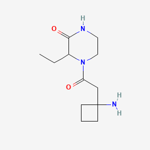 molecular formula C12H21N3O2 B14895340 4-(2-(1-Aminocyclobutyl)acetyl)-3-ethylpiperazin-2-one 