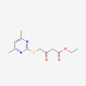 molecular formula C12H16N2O3S B1489541 Ethyl 4-[(4,6-dimethylpyrimidin-2-yl)sulfanyl]-3-oxobutanoate CAS No. 1227271-31-9