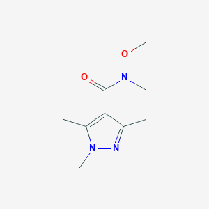molecular formula C9H15N3O2 B1489545 N-methoxy-N,1,3,5-tetramethyl-1H-pyrazole-4-carboxamide CAS No. 1341402-04-7