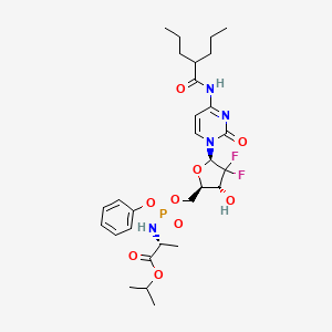 Isopropyl ((((2R,3R,5R)-4,4-difluoro-3-hydroxy-5-(2-oxo-4-(2-propylpentanamido)pyrimidin-1(2H)-yl)tetrahydrofuran-2-yl)methoxy)(phenoxy)phosphoryl)-D-alaninate