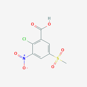 molecular formula C8H6ClNO6S B14895554 2-Chloro-5-(methylsulfonyl)-3-nitrobenzoic acid 